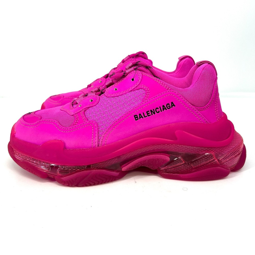 Balenciaga Triple S Sneakers Shoes Mens Size 41 Clear Sole Pink Logo Lace Up NEW - Picture 6 of 15